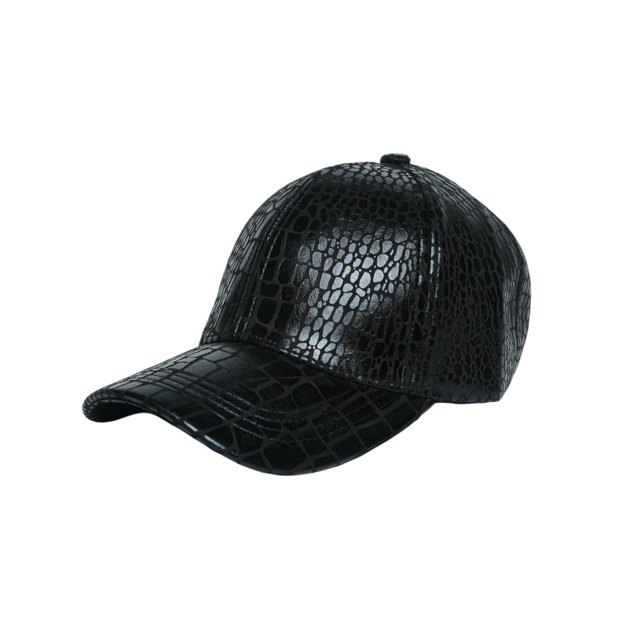 Chokore Crocodile Skin Print Leather Baseball Cap (Black)