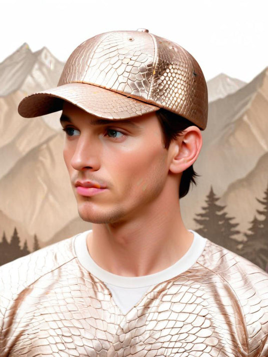 Chokore Crocodile Skin Print Leather Baseball Cap (Gold)