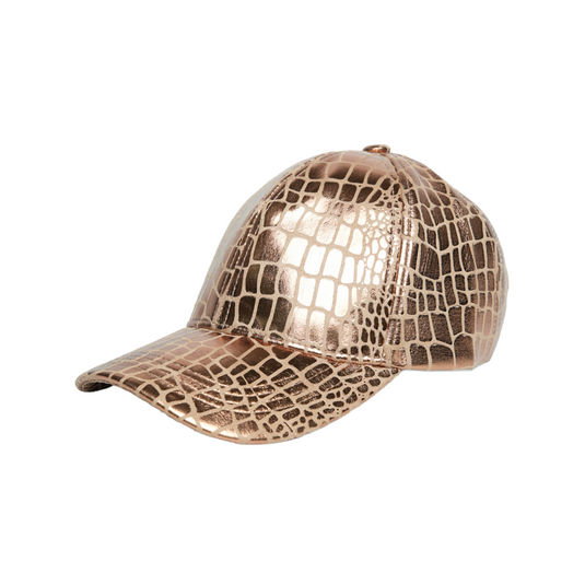 Chokore Crocodile Skin Print Leather Baseball Cap (Gold)