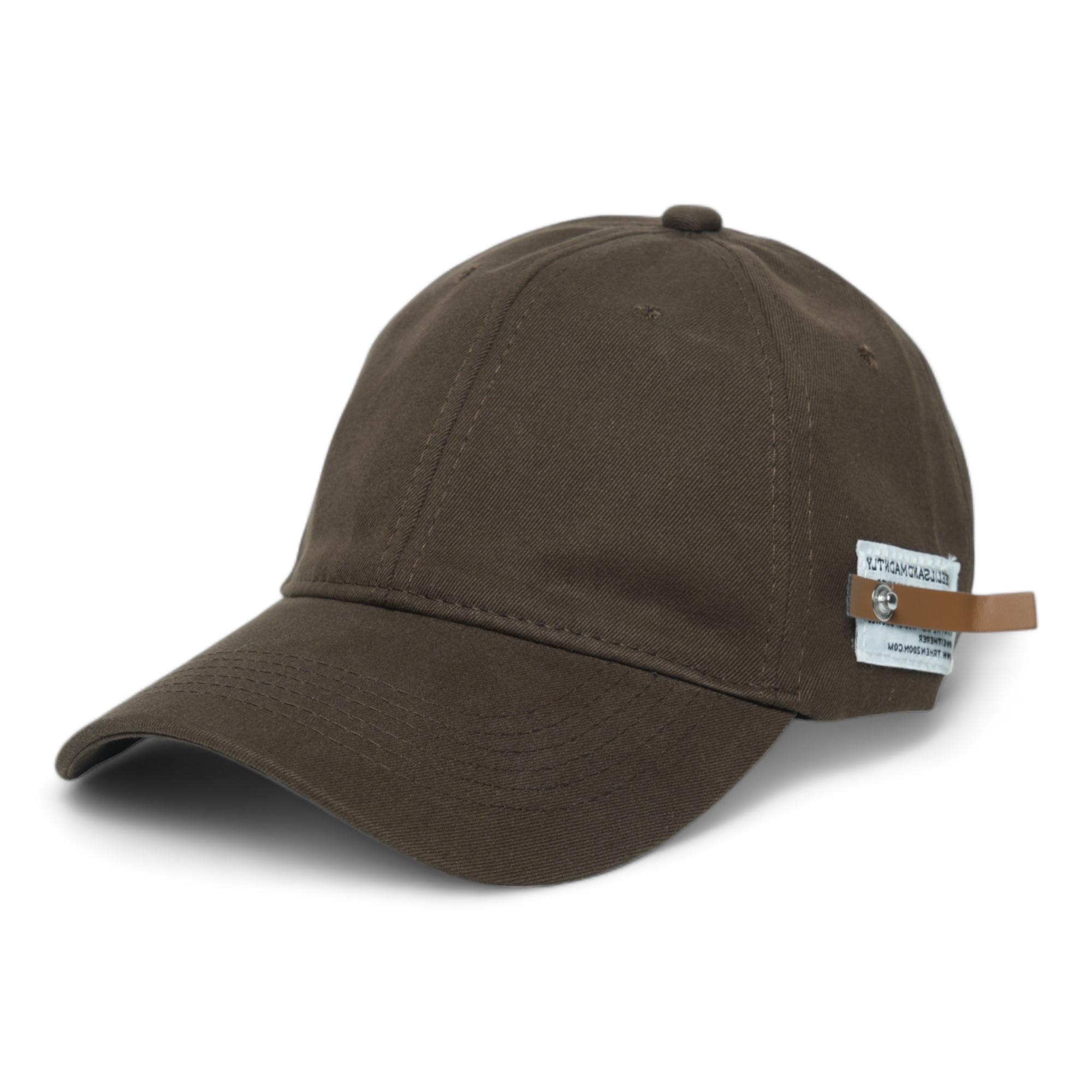 Chokore Curved Brim Leather Label Baseball Cap (Light Brown)