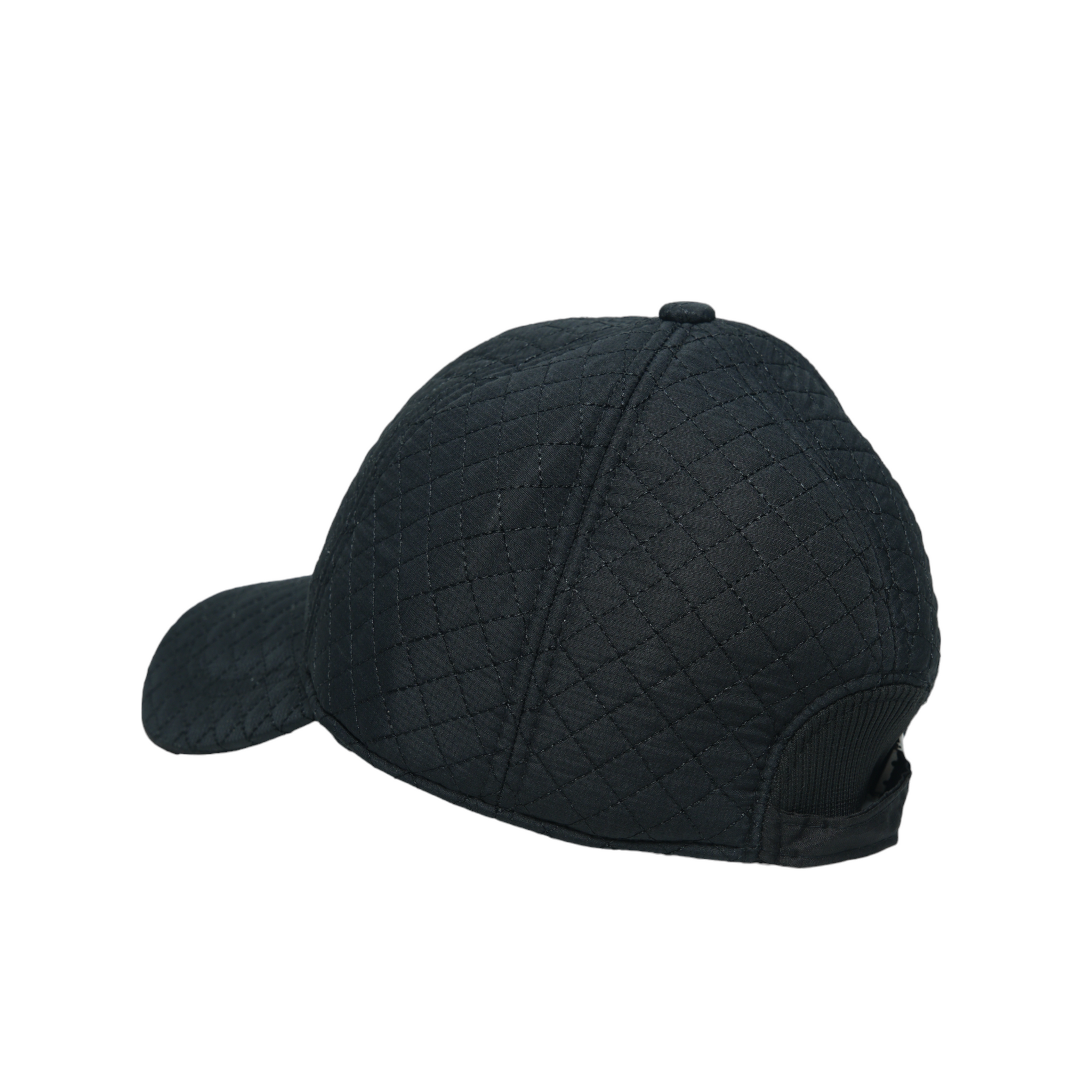 Chokore Curved Brim Diamond Check Ear Protective Baseball Cap (Solid Black)