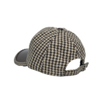 Chokore Chokore Retro Houndstooth Pattern Baseball Cap with Leather Details (Coffee) 