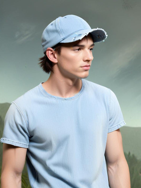 Chokore Distressed Denim Baseball Cap (Light Blue)