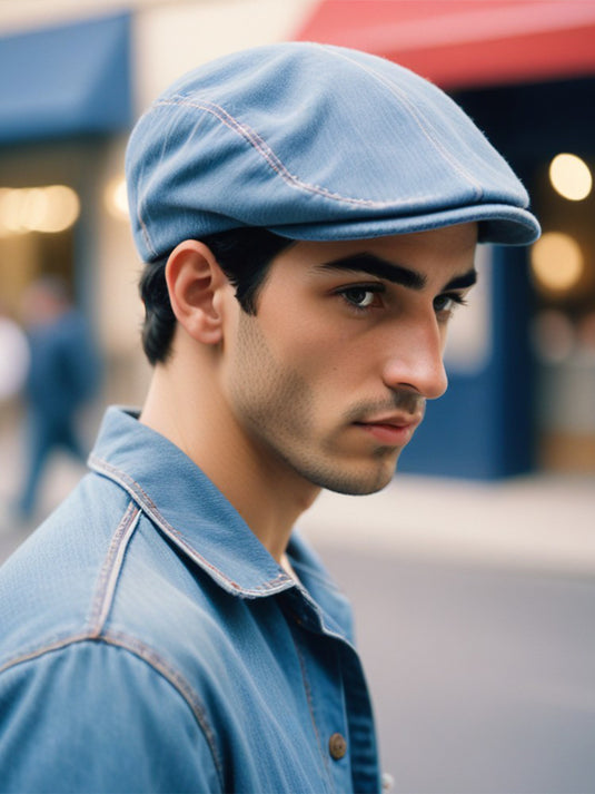 Chokore Denim Flat Ivy Cap ( Blue & White)