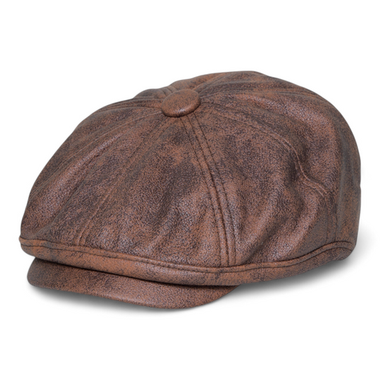 Chokore Retro Leather Newsboy Cap (Coffee)