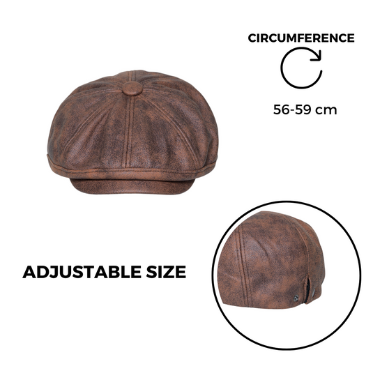 Chokore Retro Leather Newsboy Cap (Coffee)