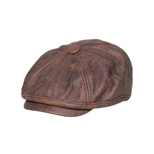 Chokore Retro Leather Newsboy Cap (Coffee)
