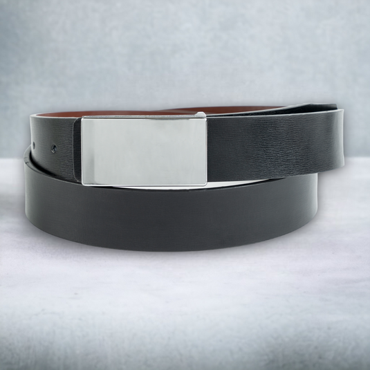 Chokore Genuine Leather Belt with Plate Removable Buckle (Black)