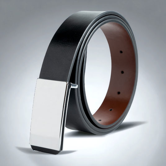 Chokore Genuine Leather Belt with Plate Removable Buckle (Black)