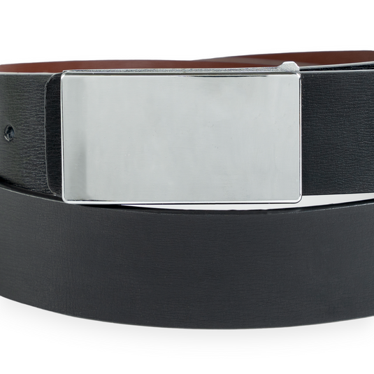 Chokore Genuine Leather Belt with Plate Removable Buckle (Black)