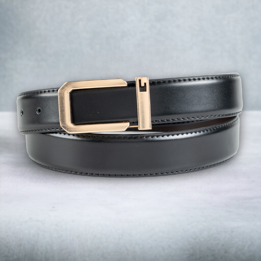 Formal Buckle Genuine Leather Belt (Black)