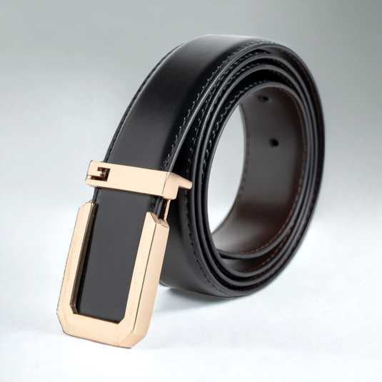 Men's Black Leather Belt for Formal Wear