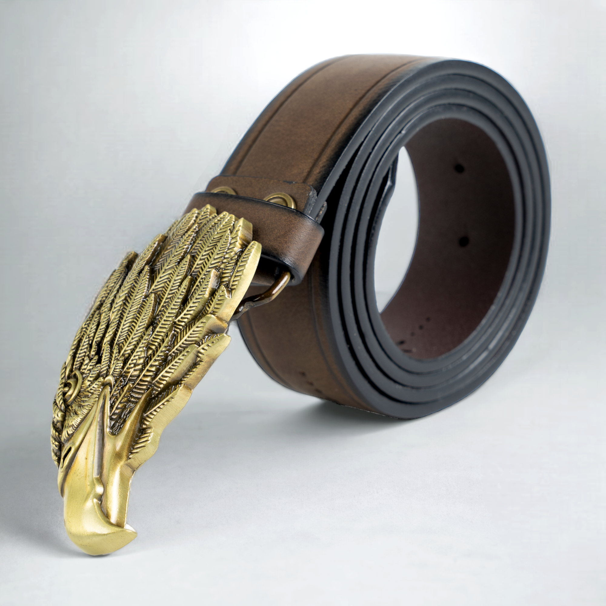 Chokore Eagle Head Leather Belt (Brown)