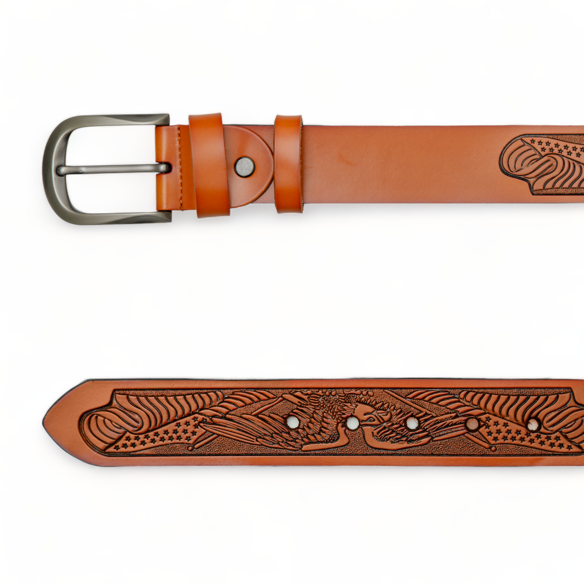 Chokore Eagle Engraved Pure Leather Belt (Camel)