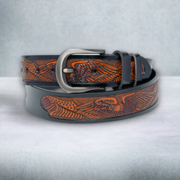 Chokore Chokore Eagle Engraved Pure Leather Belt (Black)
