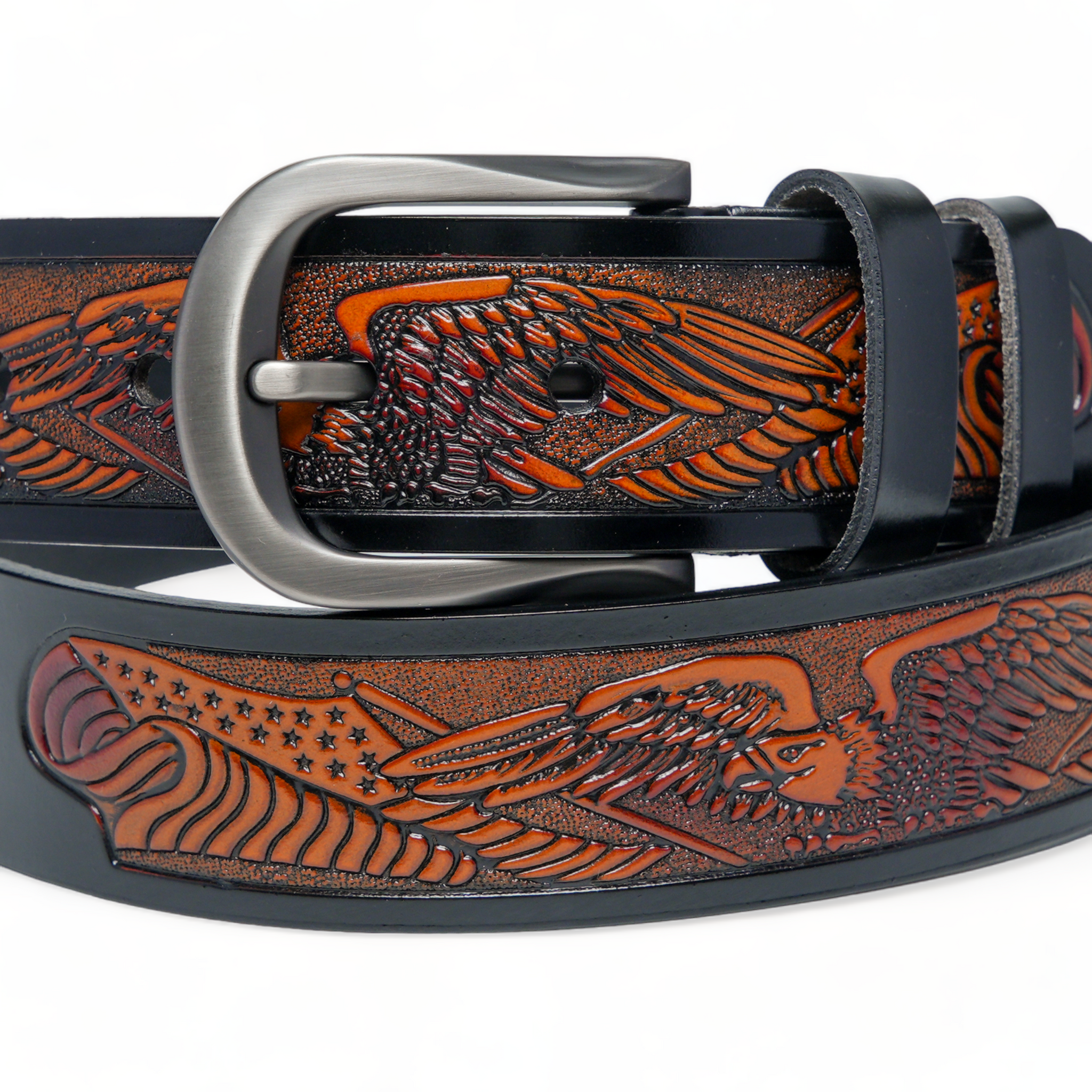 Chokore Eagle Engraved Pure Leather Belt (Black)