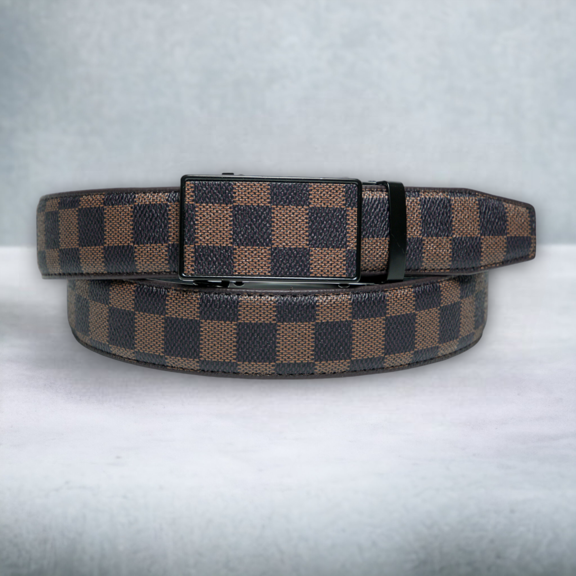 Chokore Casual Checkered Leather Belt (Brown)