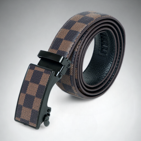 Chokore Casual Checkered Leather Belt (Brown)