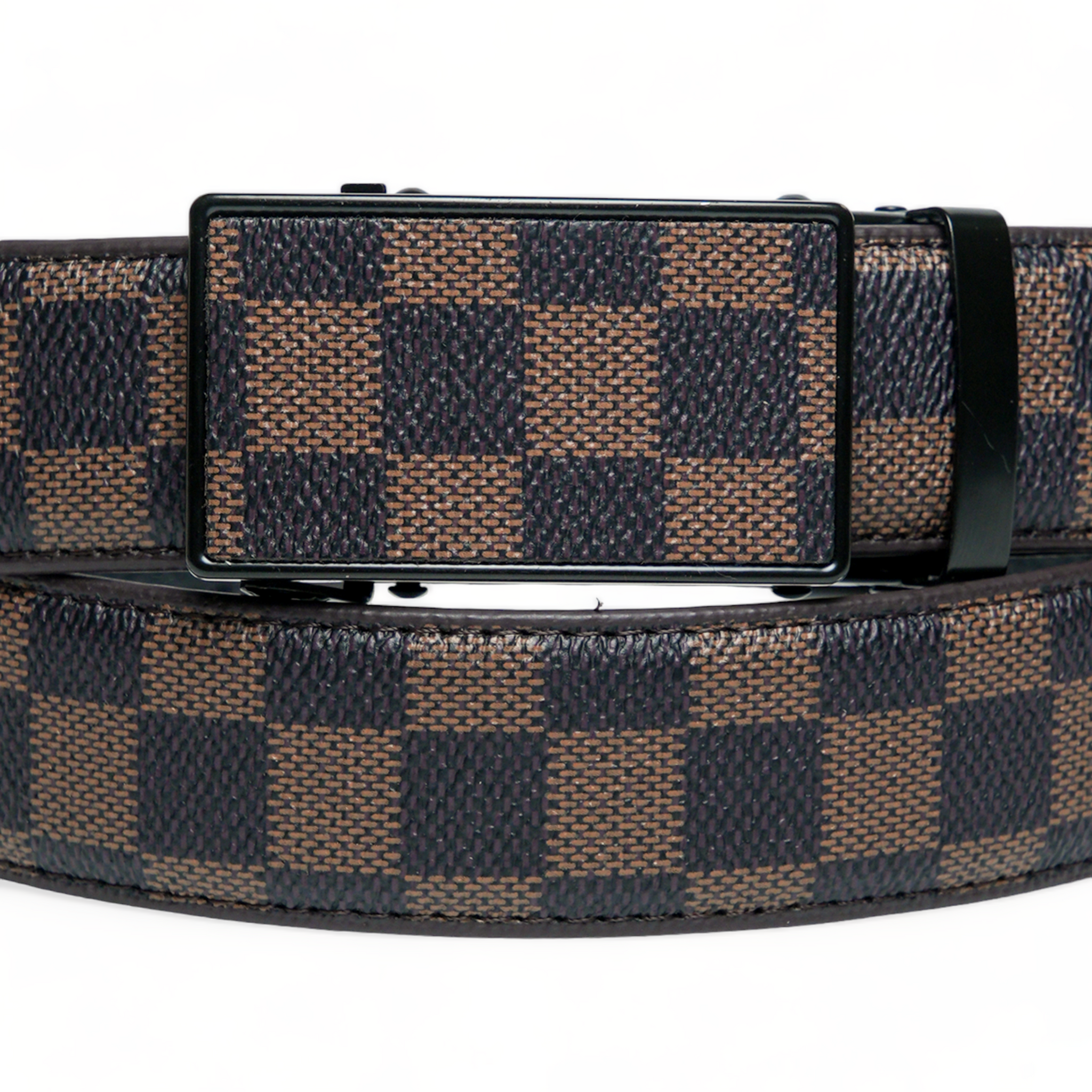Chokore Casual Checkered Leather Belt (Brown)