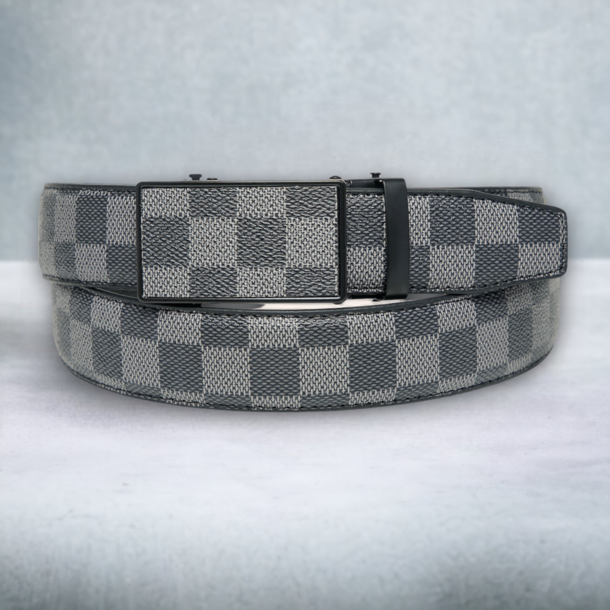 Chokore Casual Checkered Leather Belt (Gray)