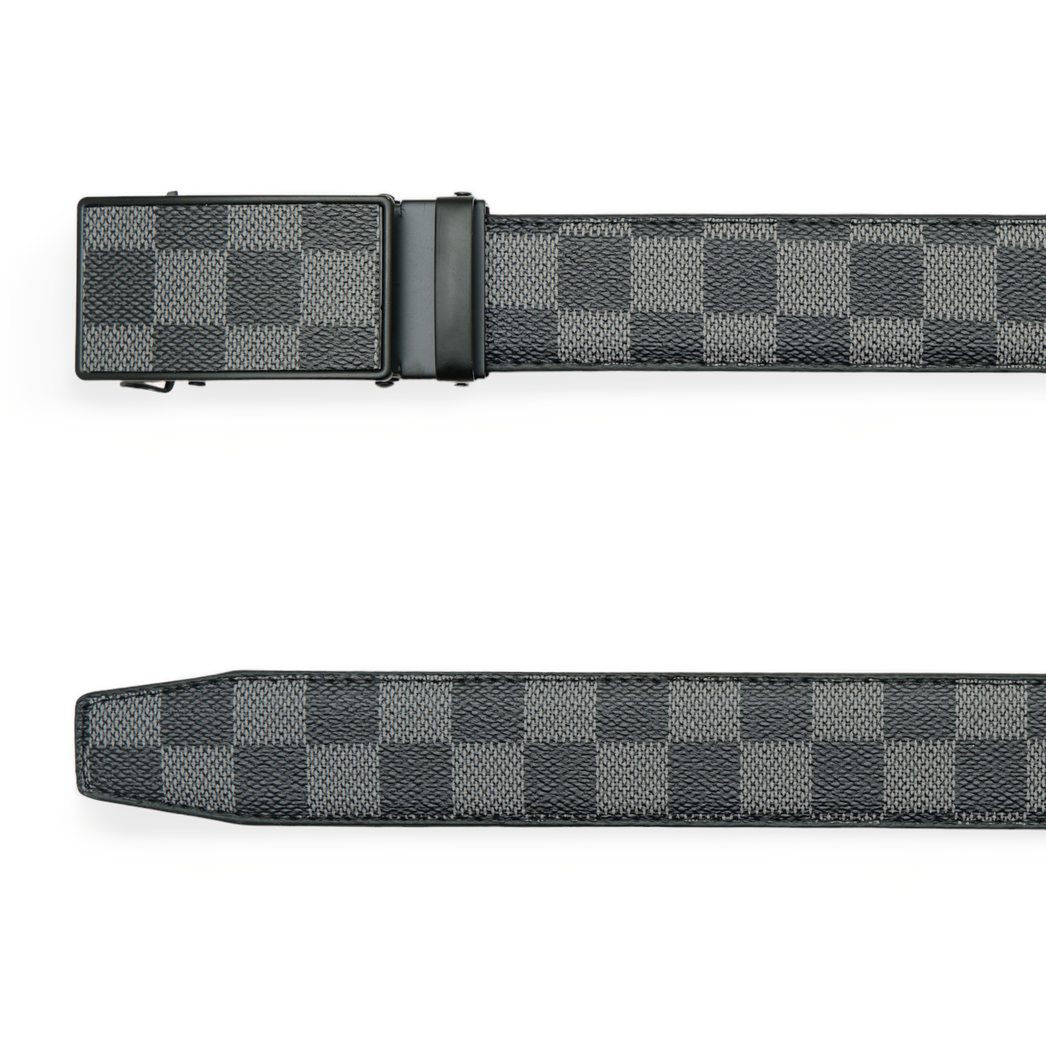 Chokore Casual Checkered Leather Belt (Gray)