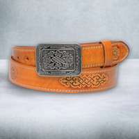 Chokore Chokore Embossed Pure Leather Belt with Stitching Details (Camel)