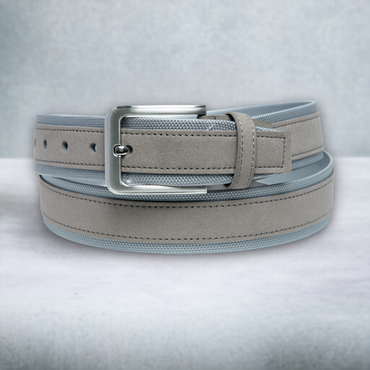 Chokore Chokore Suede Leather Belt with Canvas Detailing (Gray) 