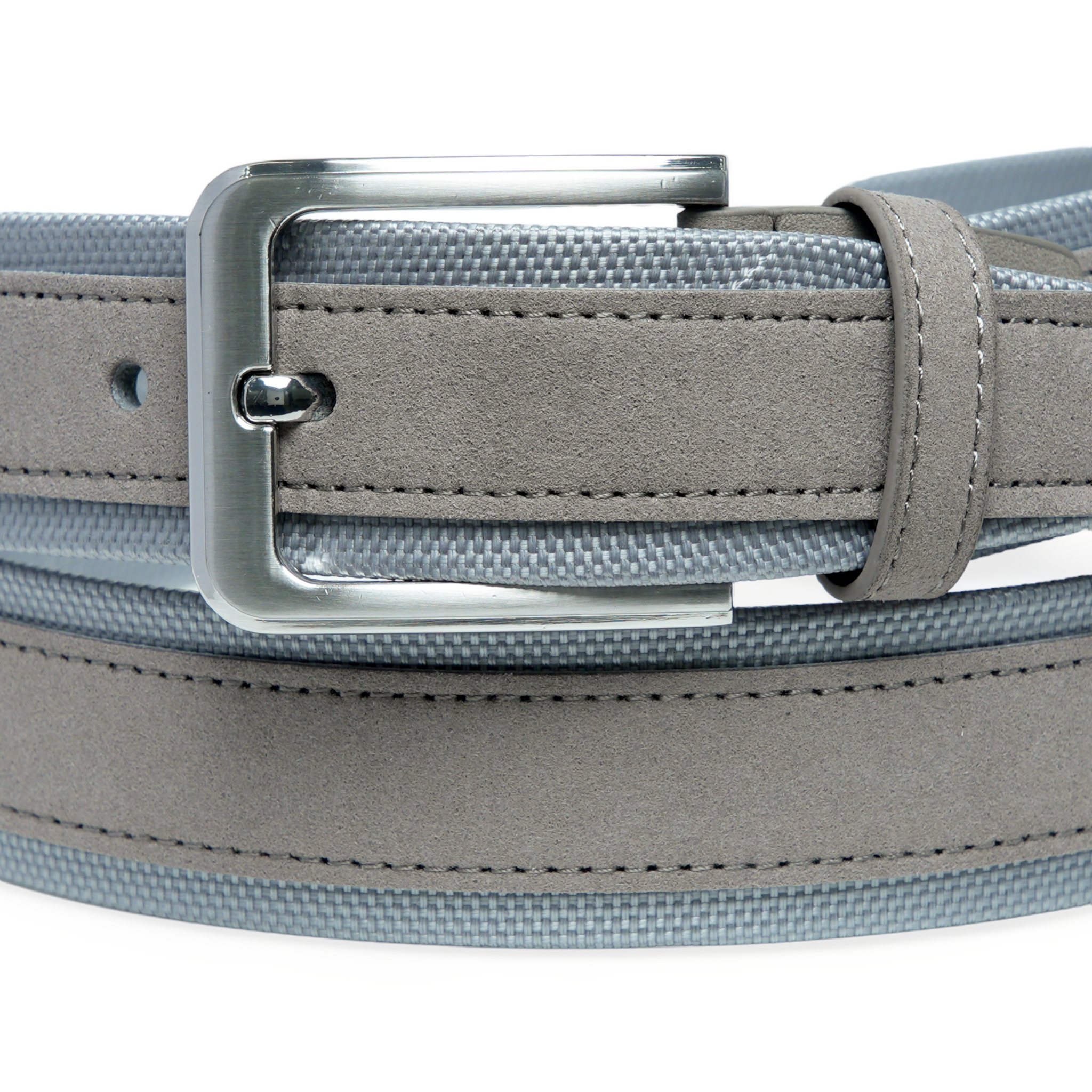 Chokore Suede Leather Belt with Canvas Detailing (Gray)