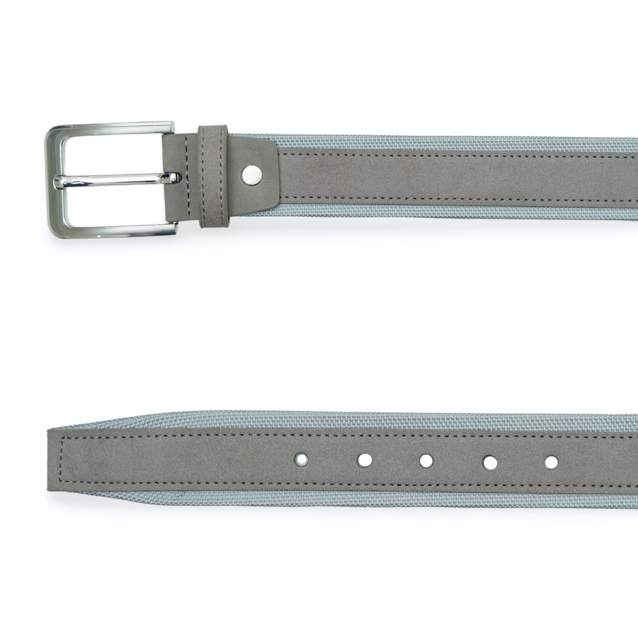 Chokore Suede Leather Belt with Canvas Detailing (Gray)