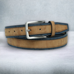 Chokore Chokore Suede Leather Belt with Canvas Detailing (Gray) Chokore Dual Color Vegan Leather Belt (Light Brown)