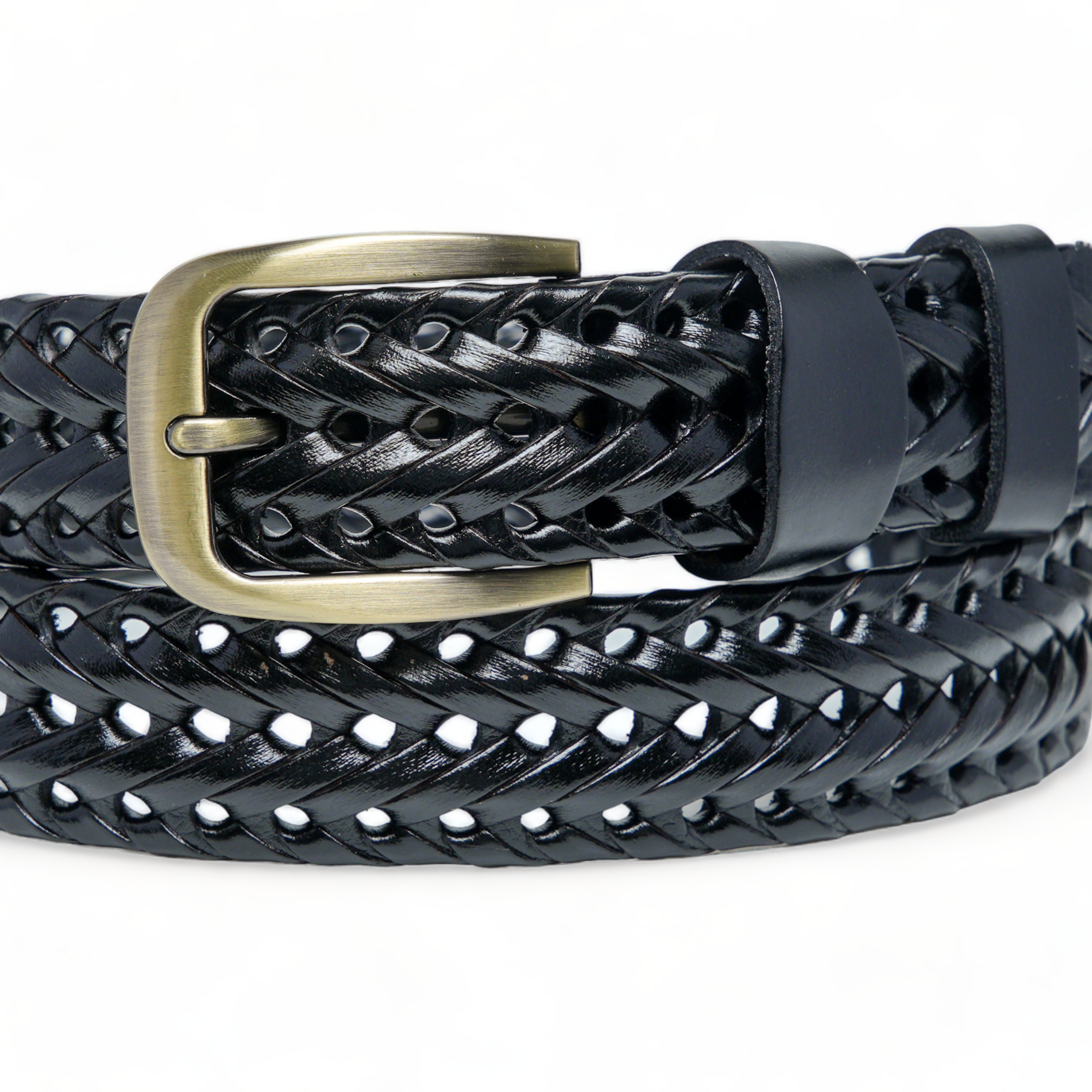 Chokore Unisex Braided Genuine Leather Belt (Black)