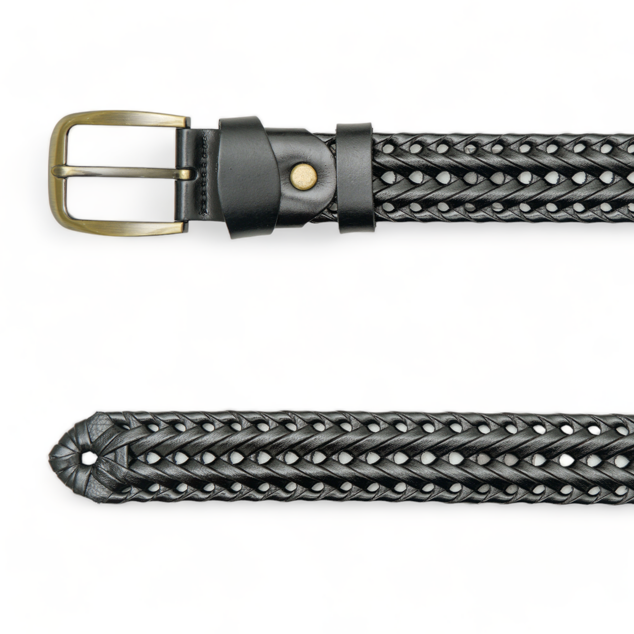 Chokore Unisex Braided Genuine Leather Belt (Black)