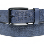 Chokore Chokore Graphic Pattern Embossed Leather Belt (Blue) 