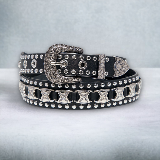 Chokore Vintage Punk Style Pure Leather Belt (Black)