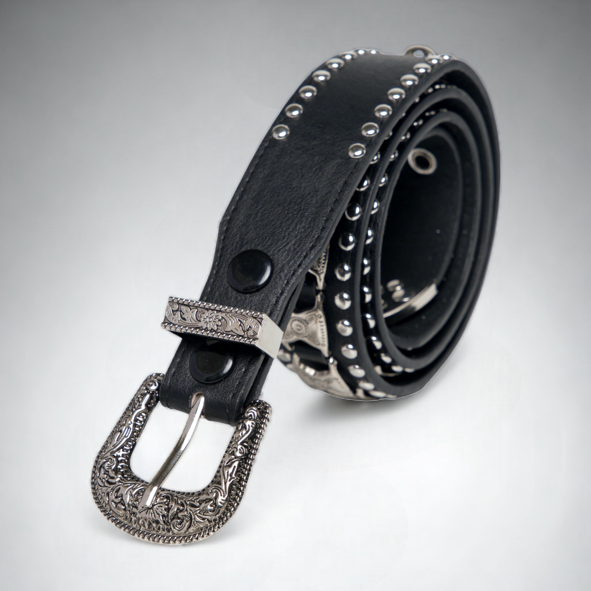 Chokore Vintage Punk Style Pure Leather Belt (Black)