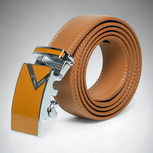 Chokore Automatic Buckle Cowhide Leather Belt (Tan)