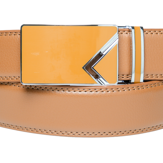 Chokore Automatic Buckle Cowhide Leather Belt (Tan)
