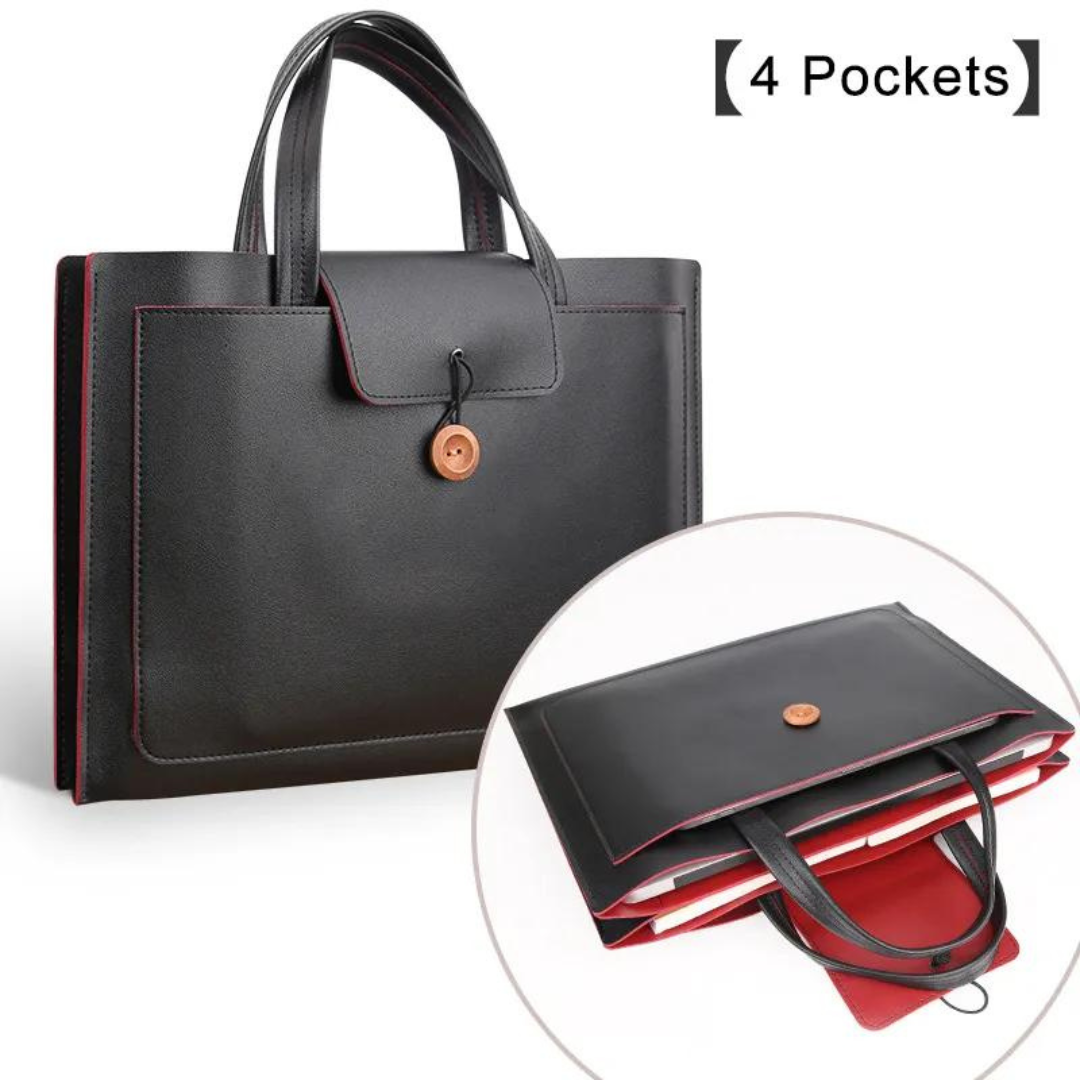 Chokore Large Black Vegan Leather Bag & Printed Black-Red Satin Stole Combo