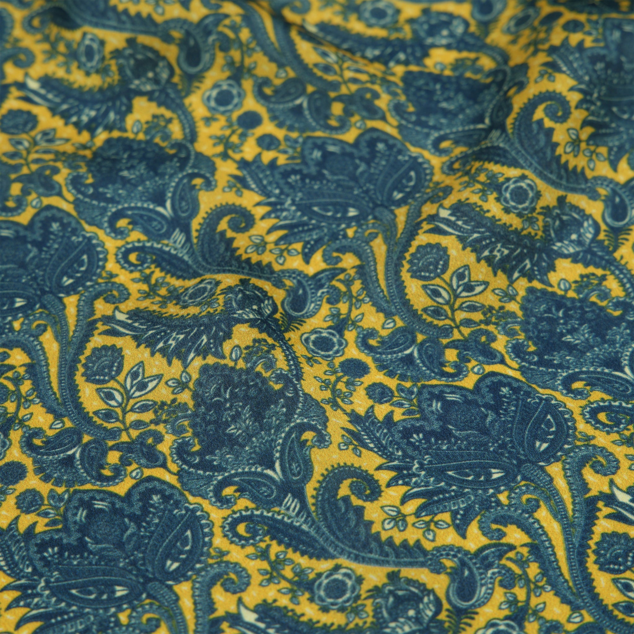 Chokore Large Blue Vegan Leather Bag & Printed Blue-Yellow Satin Stole Combo