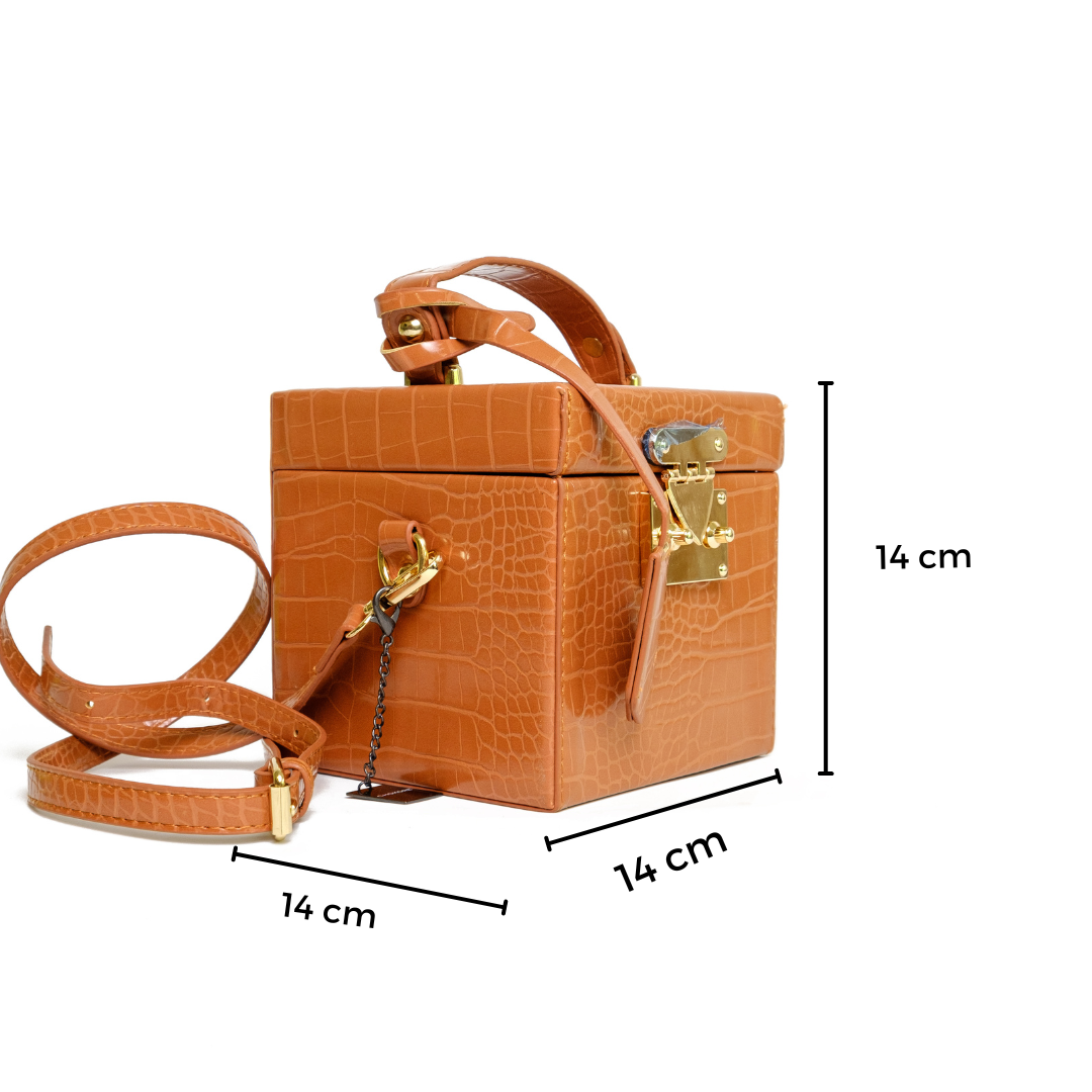 Chokore Box Handbag, Brown & Off-White, Orange, Pink Satin Silk Stole Combo
