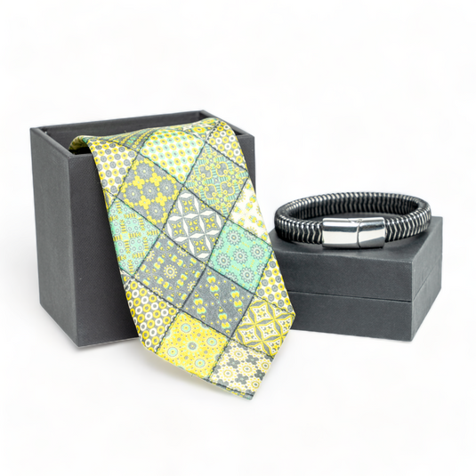 Chokore Special 2-in-1 Gift Set for Him (Indian at Heart Necktie & Bracelet)