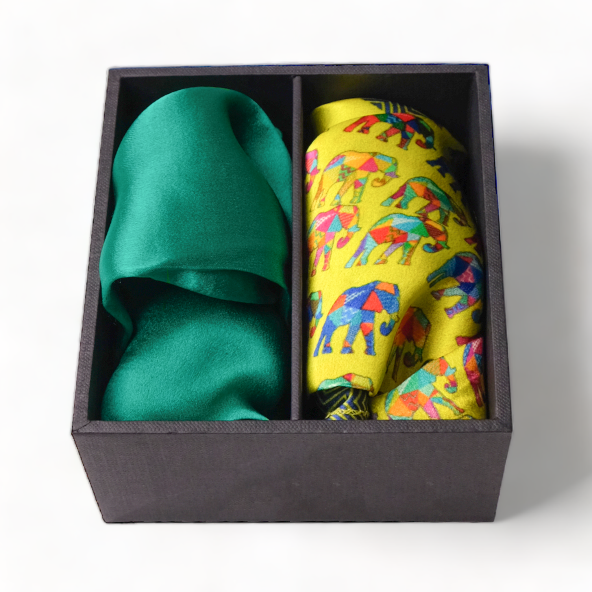 Chokore Special 2-in-1 Gift Set for Him (2 Pocket Squares, Wildlife and Solids Collection)