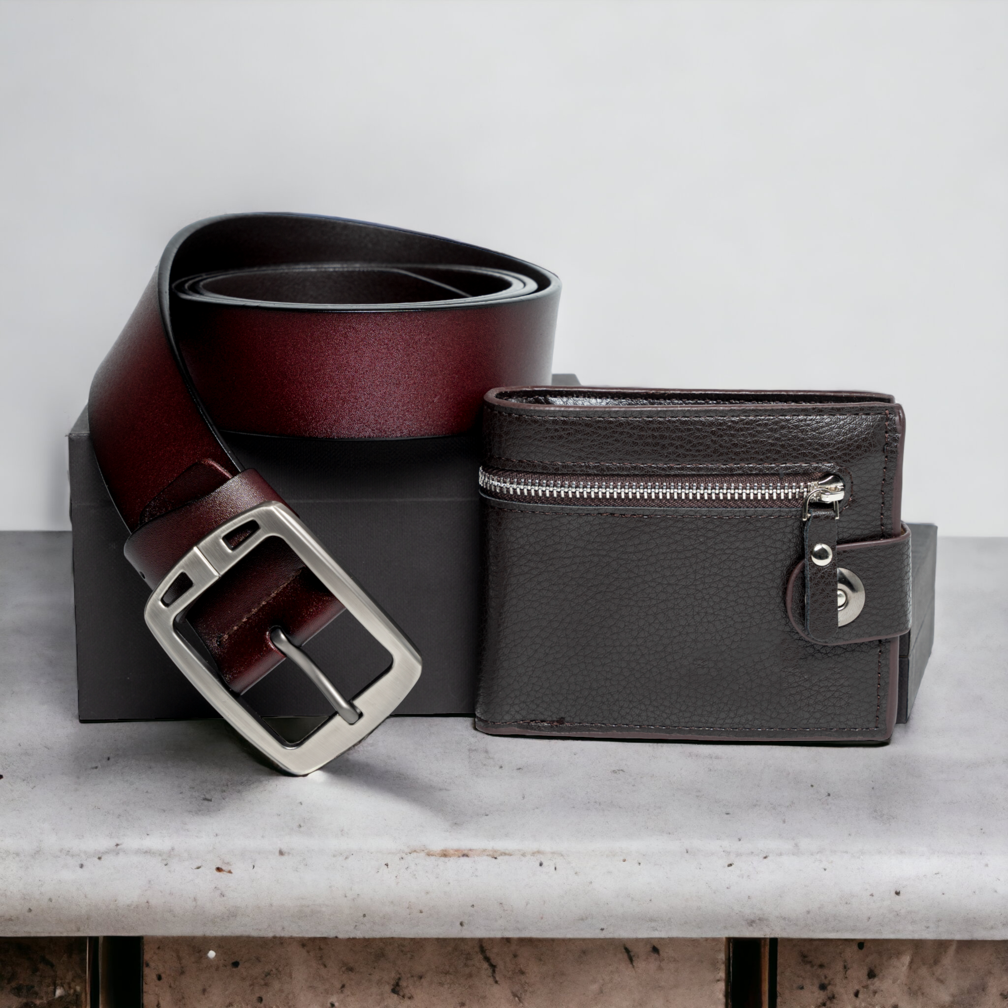 Chokore Special 2-in-1 Gift Set for Him (Maroon Belt & Wallet)