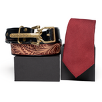 Chokore Chokore Special 2-in-1 Gift Set for Him (Men’s RKXC Pinpoint Necktie & Knight Leather Belt) 
