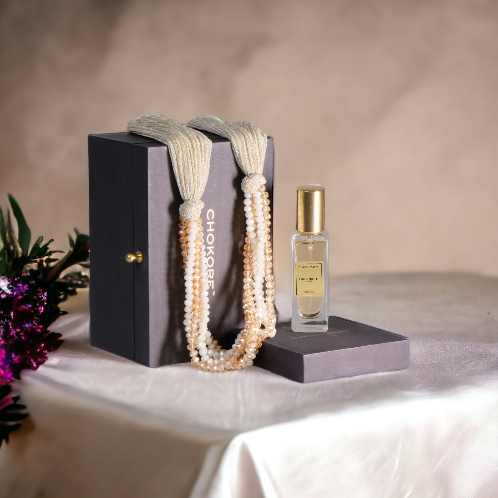 Chokore Special 2-in-1 Gift Set for Her (Multilayer Crystal Necklace & 20 ml Date Night Perfume)