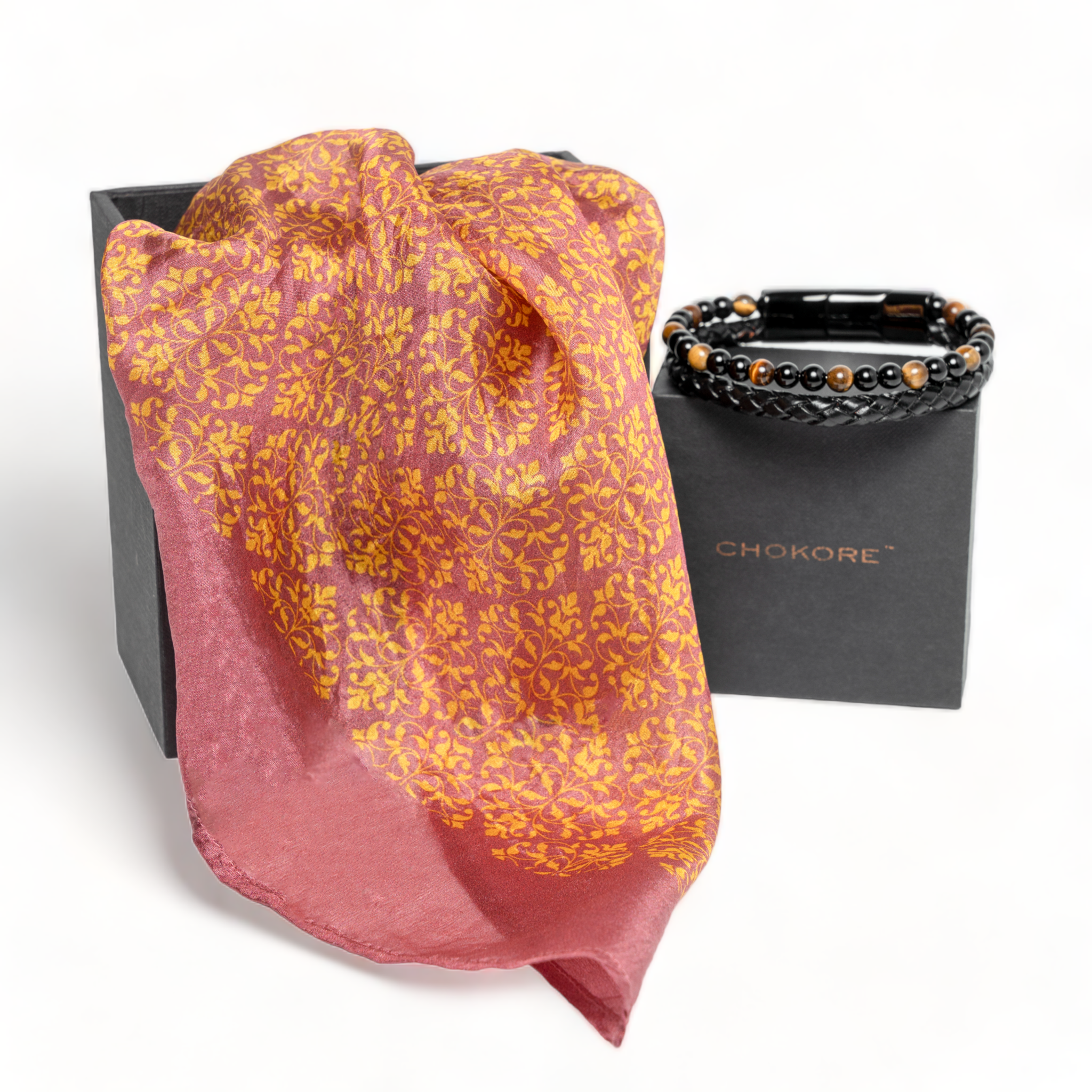 Chokore Special 2-in-1 Gift Set for Him & Her (Women’s Stole & Men’s Hematite Bracelet)