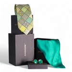 Chokore Chokore Special 3-in-1 Gift Set for Him (Turquoise Pocket Square, Necktie, & Cufflinks) 