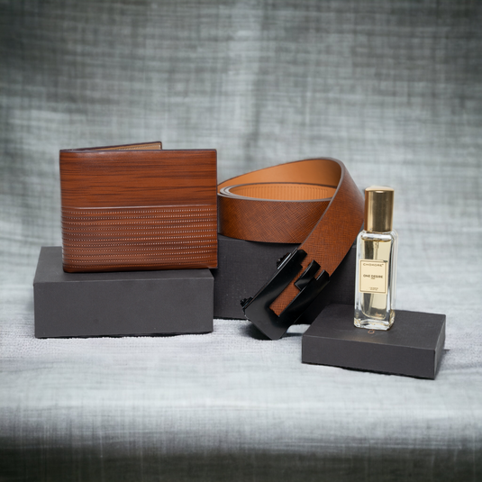 Chokore Special 3-in-1 Gift Set for Him (Belt, Wallet, & 20 ml One Desire Perfume)