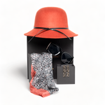 Chokore  Chokore Special 3-in-1 Gift Set for Her (Red Cloche Hat, Silk Stole, & Sunglasses)
