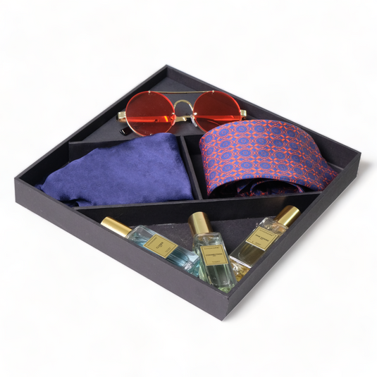 Chokore Special 4-in-1 Gift Set for Him (Pocket Square, Necktie, Sunglasses, & Perfume Combo)
